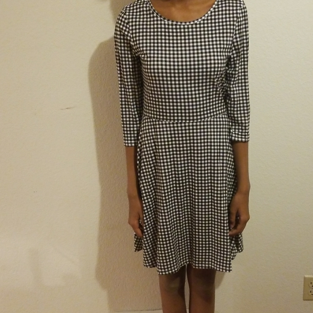 FINAL MARKDOWN Rue21 Black White Gingham Checkered Dress with Back Bow Sz L NWT - Picture 2 of 4
